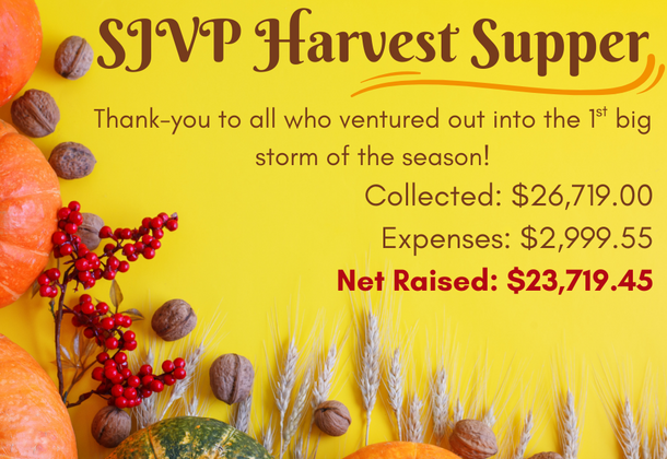 SJVP Harvest Supper Numbers are in!