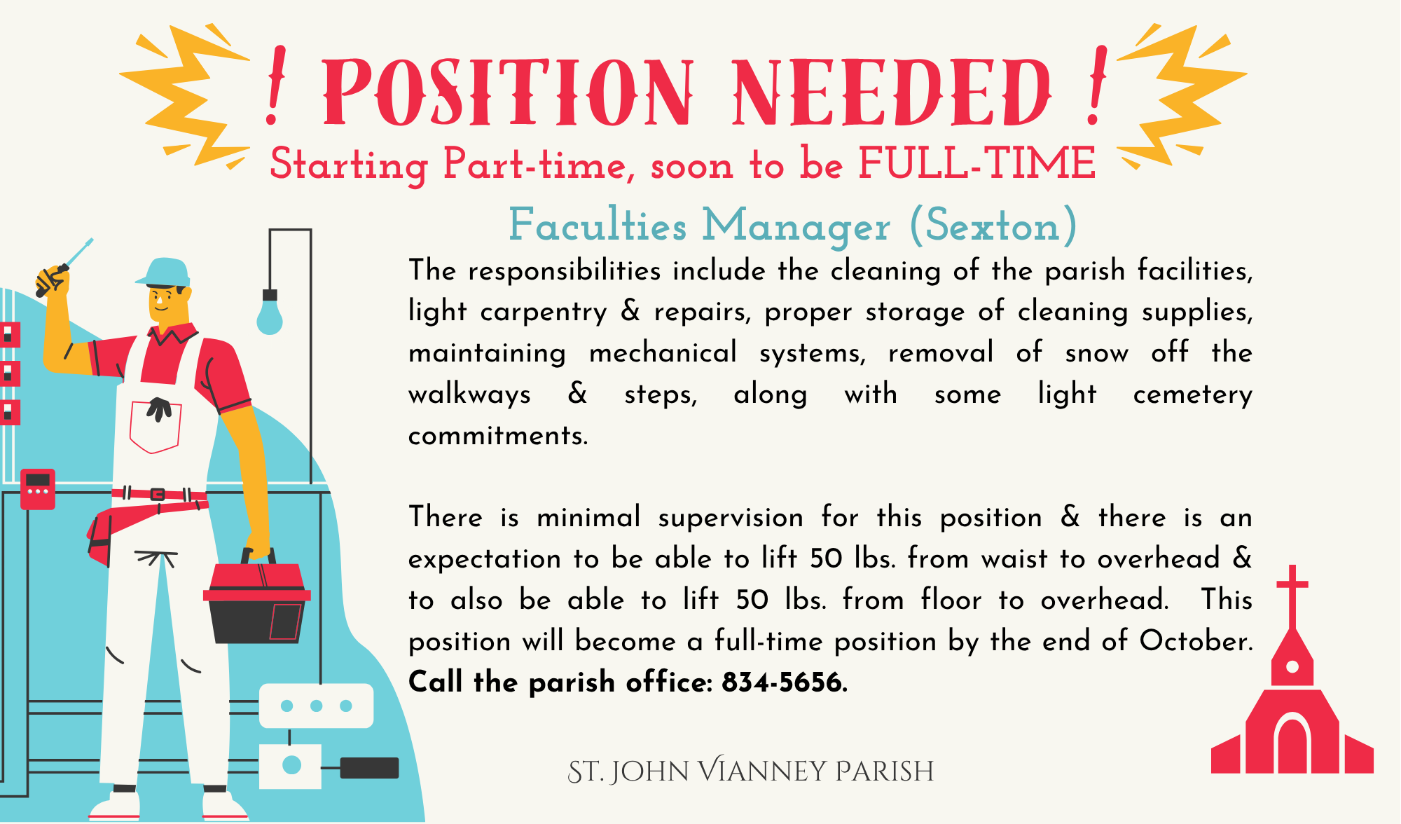 Position Needed! Sexton/Grounds Keeper