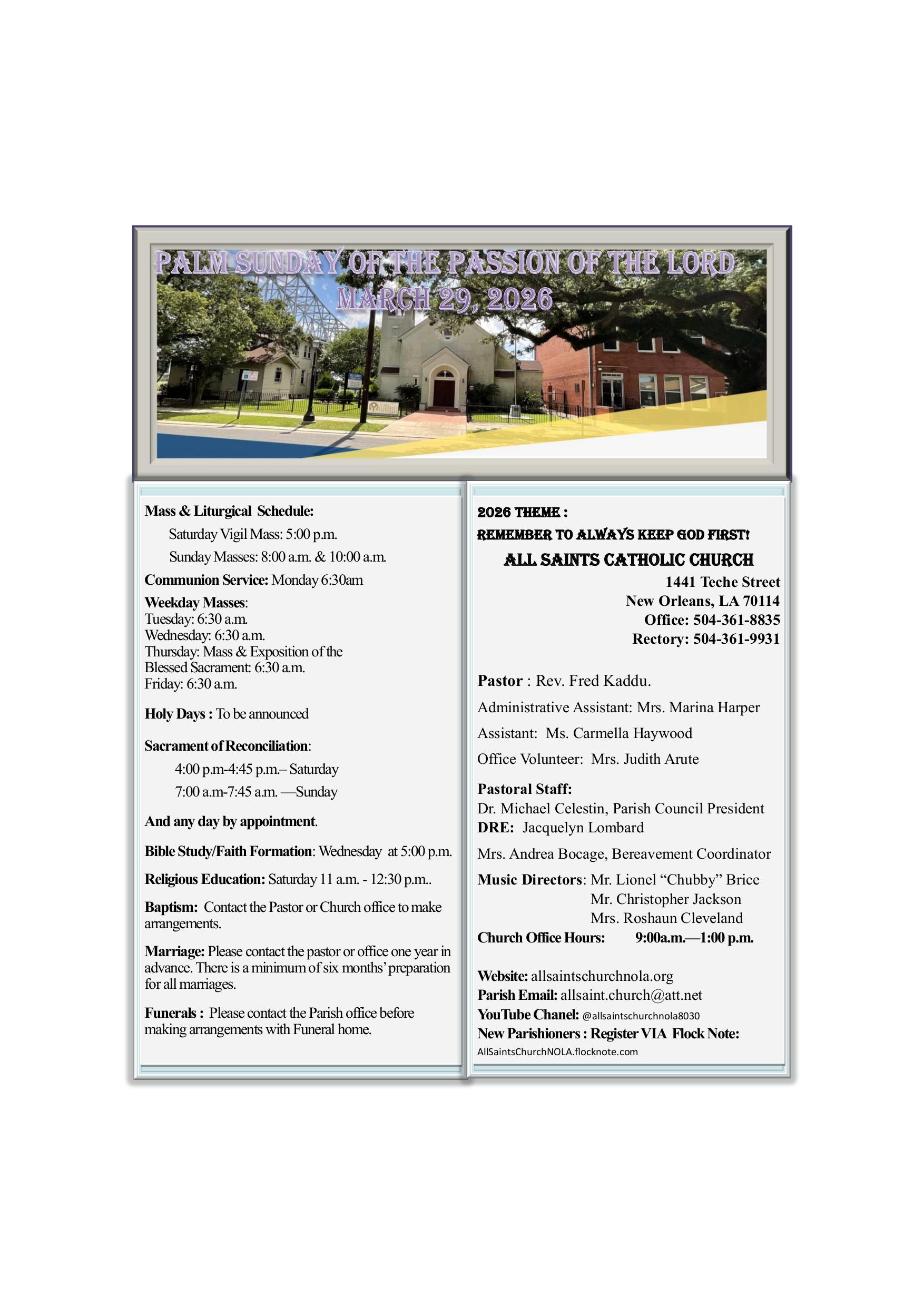 march 27, 2026 Bulletin