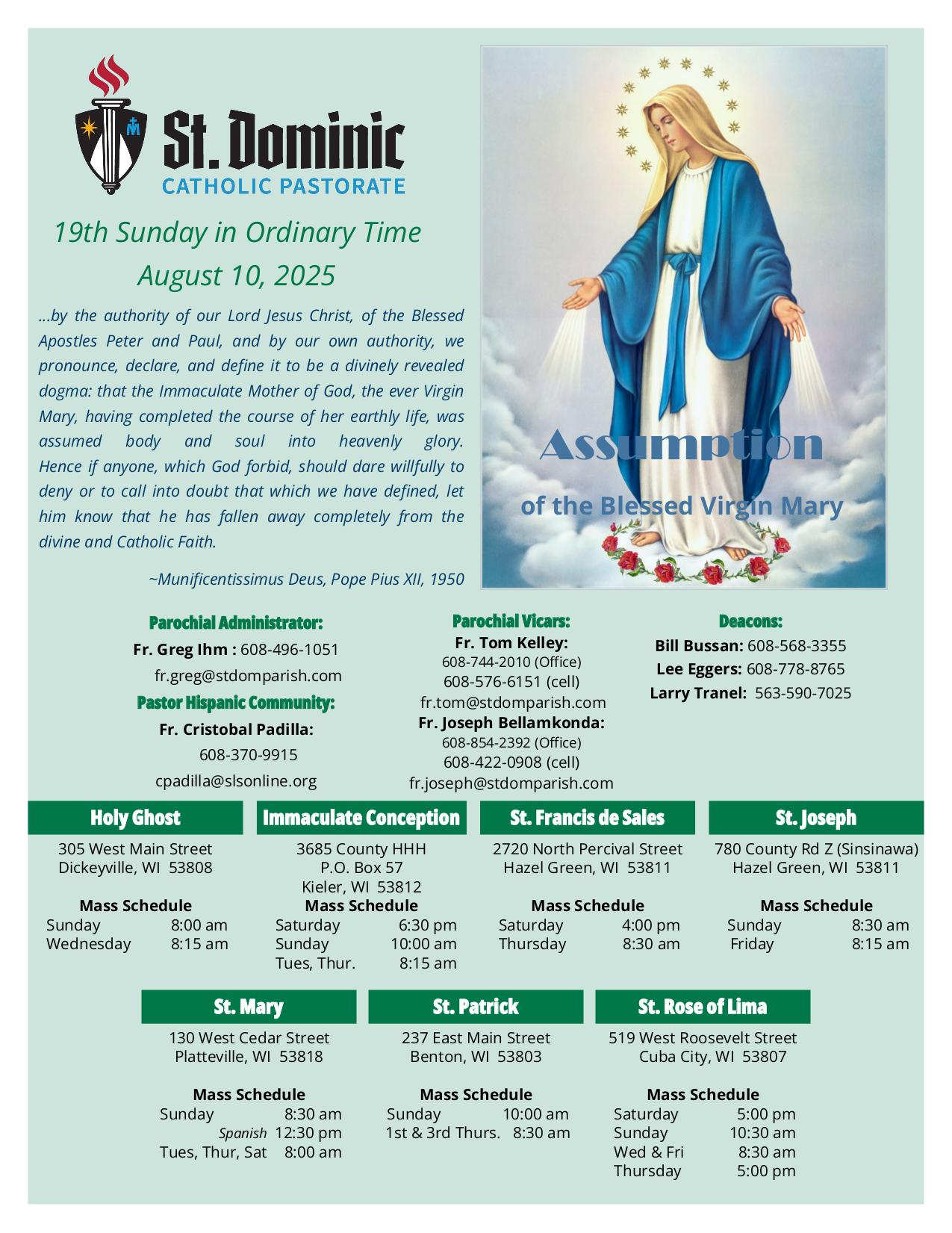 august 10, 2025 Bulletin