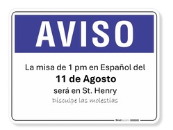 Spanish Mass - location change just for this weekend!