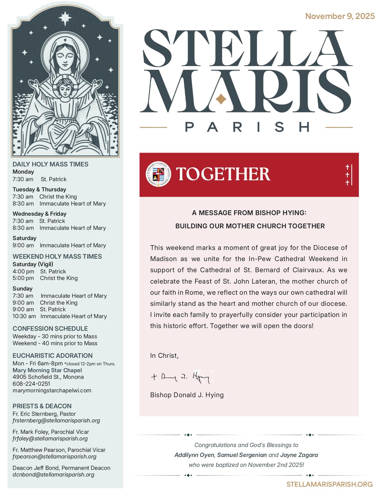 november 9, 2025 Bulletin