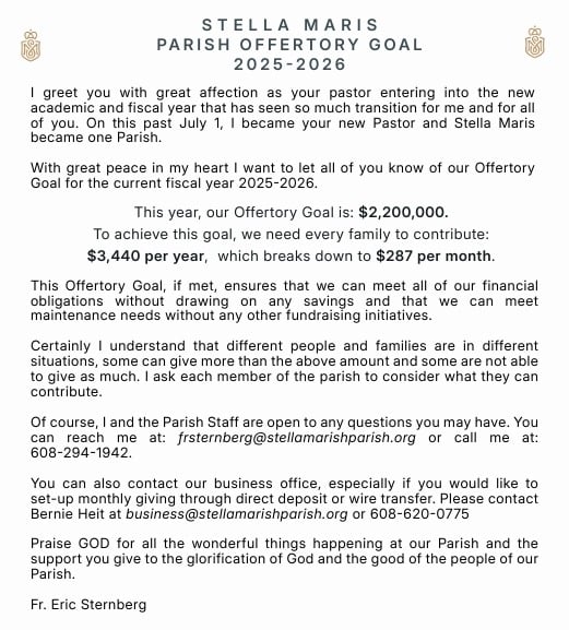 2025 - 2026 Offertory 