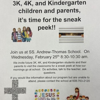 Ss. Andrew-Thomas 3K, 4K & Kindergarten Sneak Peek