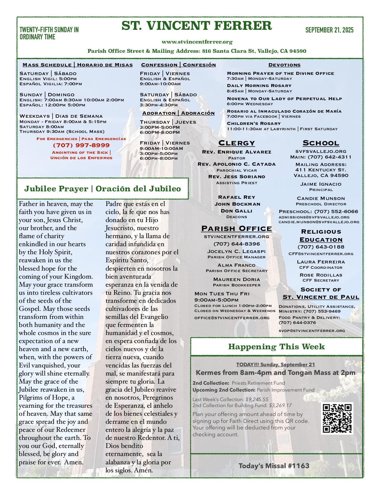 september 21, 2025 Bulletin