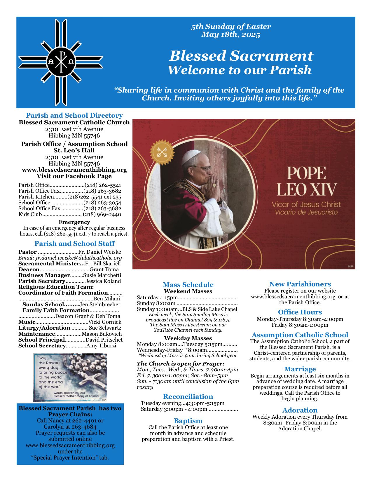 may 18, 2025 Bulletin