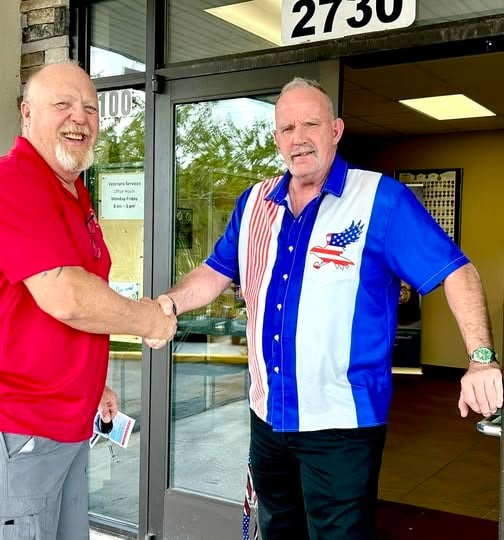 Belknap pictured with Dana Cosner, President of the Veterans & Patriots Club at Oak Run