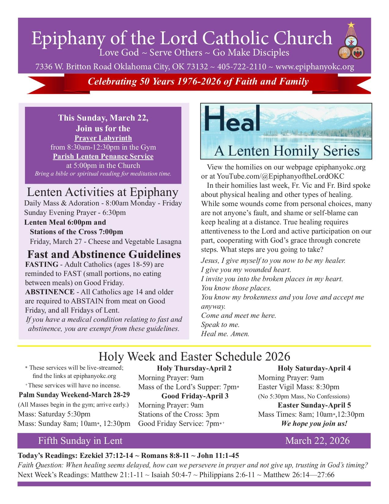 march 22, 2026 Bulletin