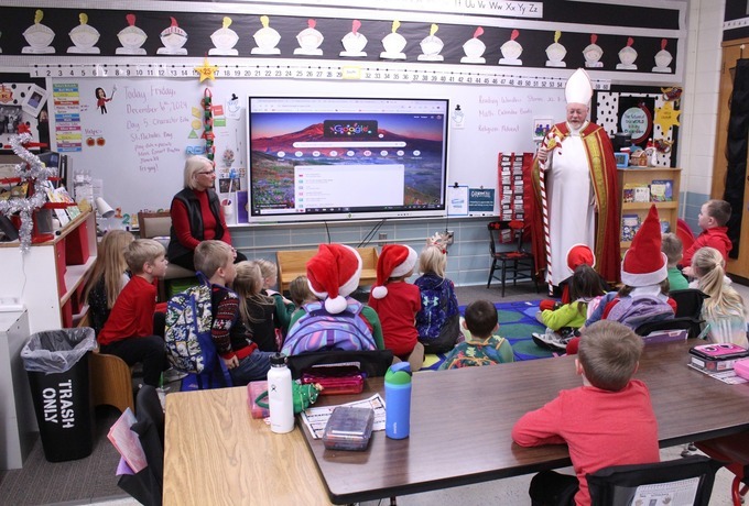 St. Nicholas visits Kuemper students