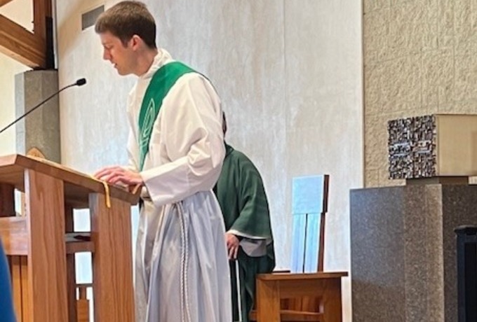 Deacon Noel assists at home parish