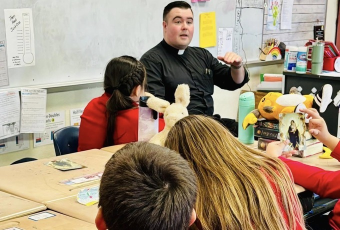 Father Crotty visits Storm Lake St. Mary