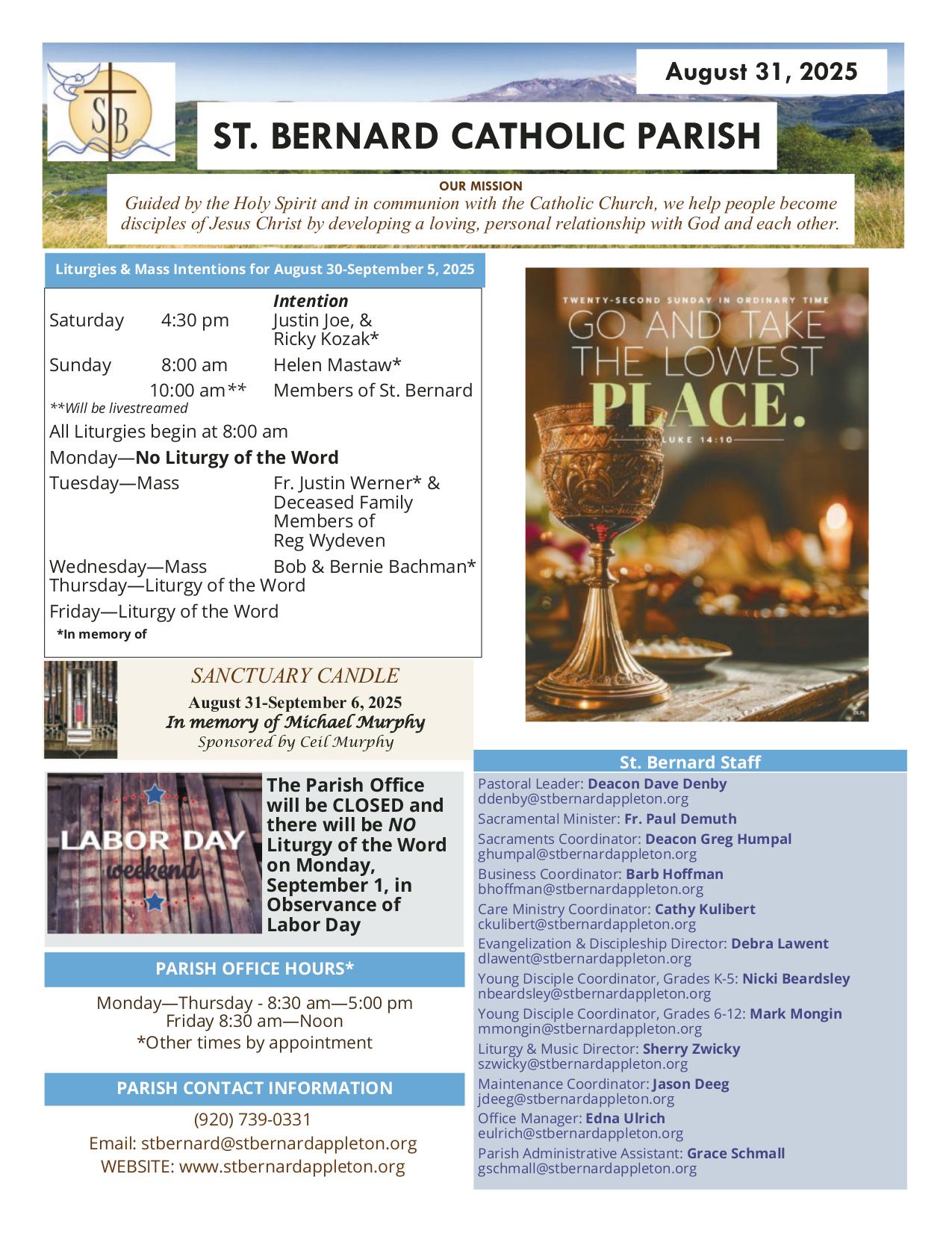 august 31, 2025 Bulletin