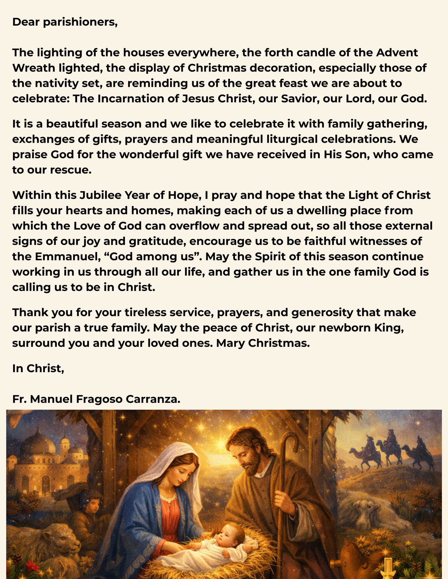 A Christmas Message to Our Parish Family