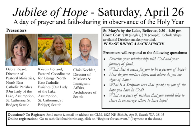 Jubilee of Hope: Day of Prayer and Faith-sharing
