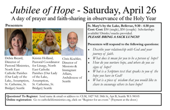 Jubilee of Hope: Day of Prayer and Faith-sharing