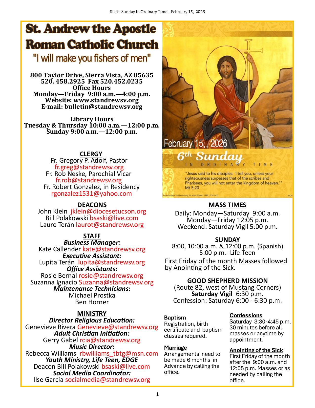 february 15, 2026 Bulletin