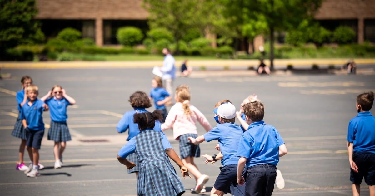 Children running on the playground