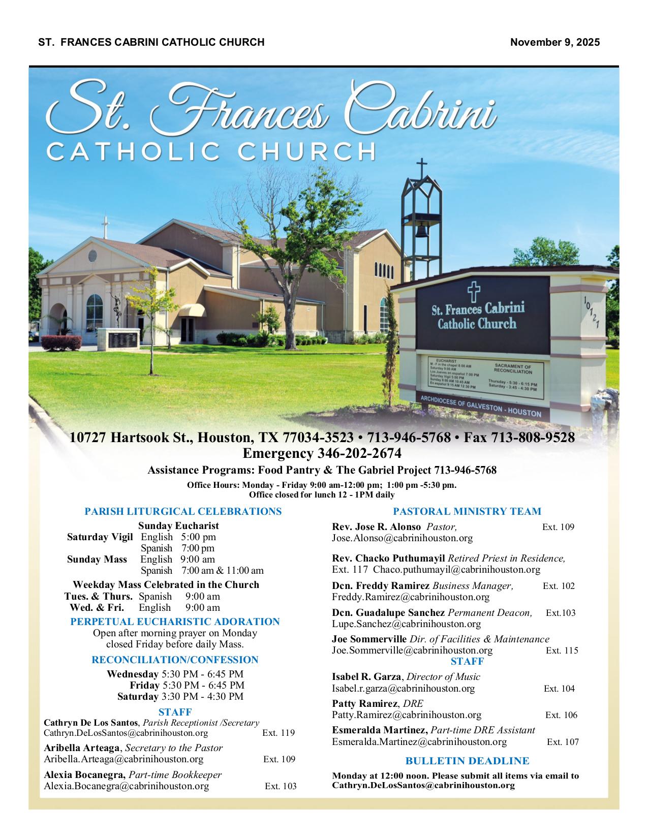 november 9, 2025 Bulletin