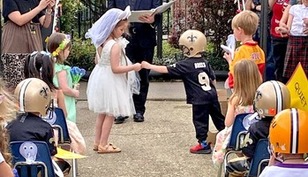 ‘Q’ and ‘U’ exchange quiet, quasi-vows at quaint St. Clement quarters