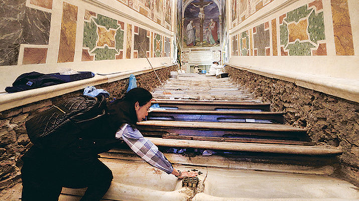 Worn, marble Holy Stairs to be uncovered for public to climb