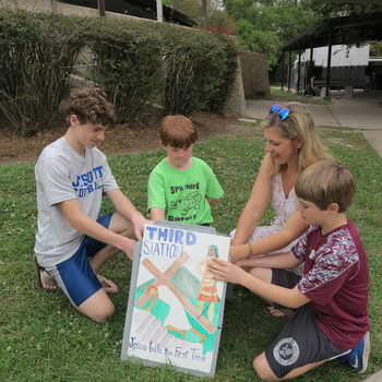 Outdoor Way of the Cross at St. Pius X geared to children, families