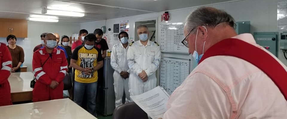 Stella Maris deacons bless crew after onboard death