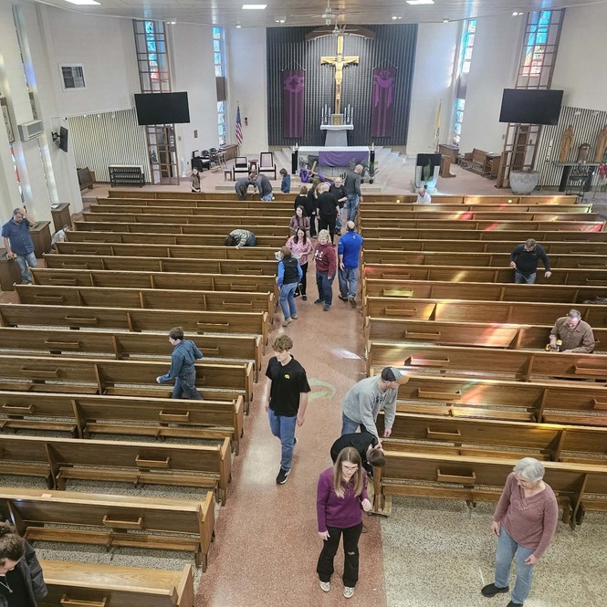 Thank you everyone that helped move pews today!