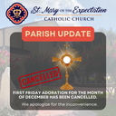 December First Friday Adoration Cancelled
