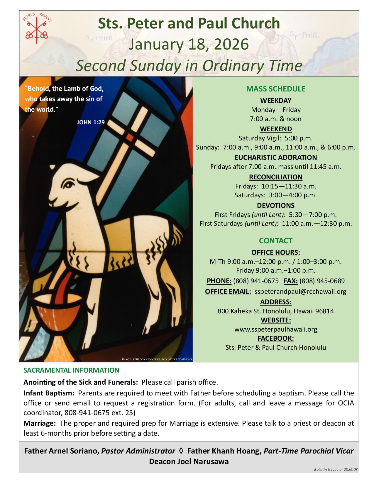 january 18, 2026 Bulletin