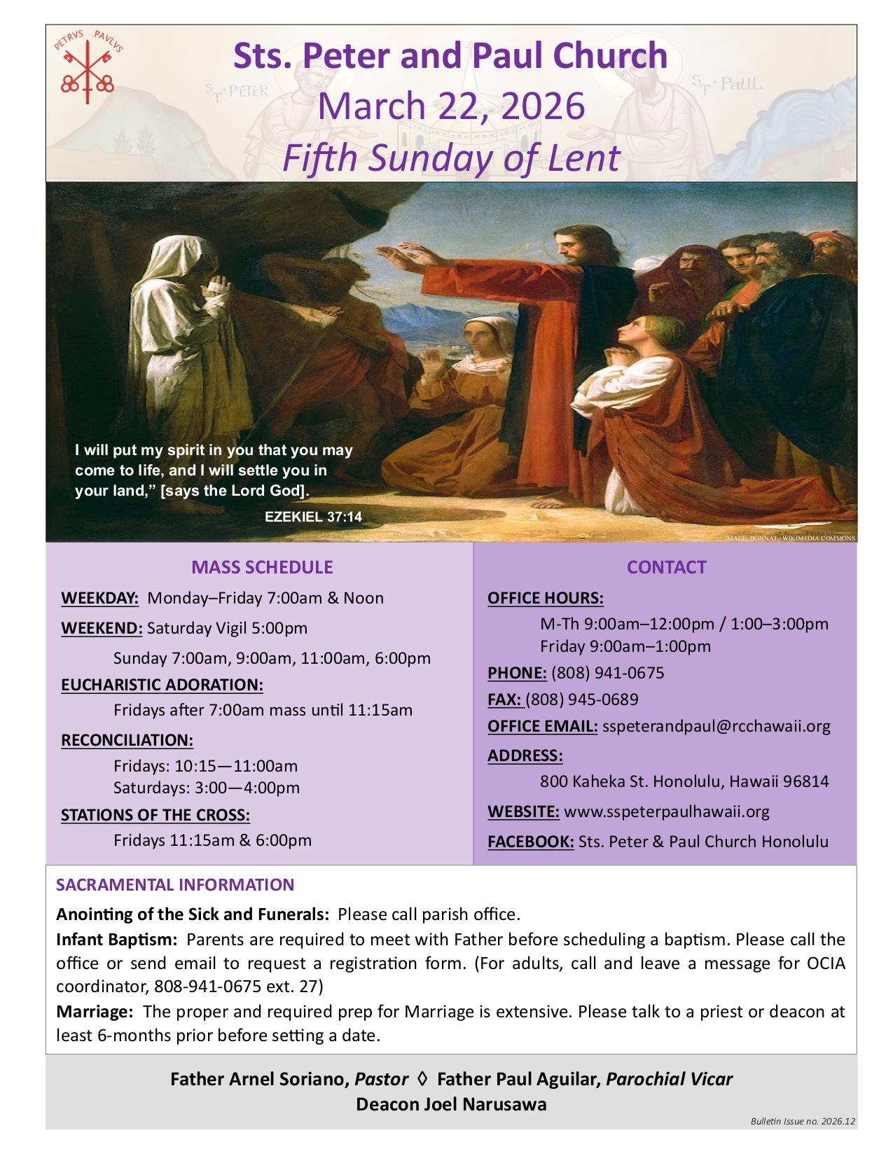 march 22, 2026 Bulletin