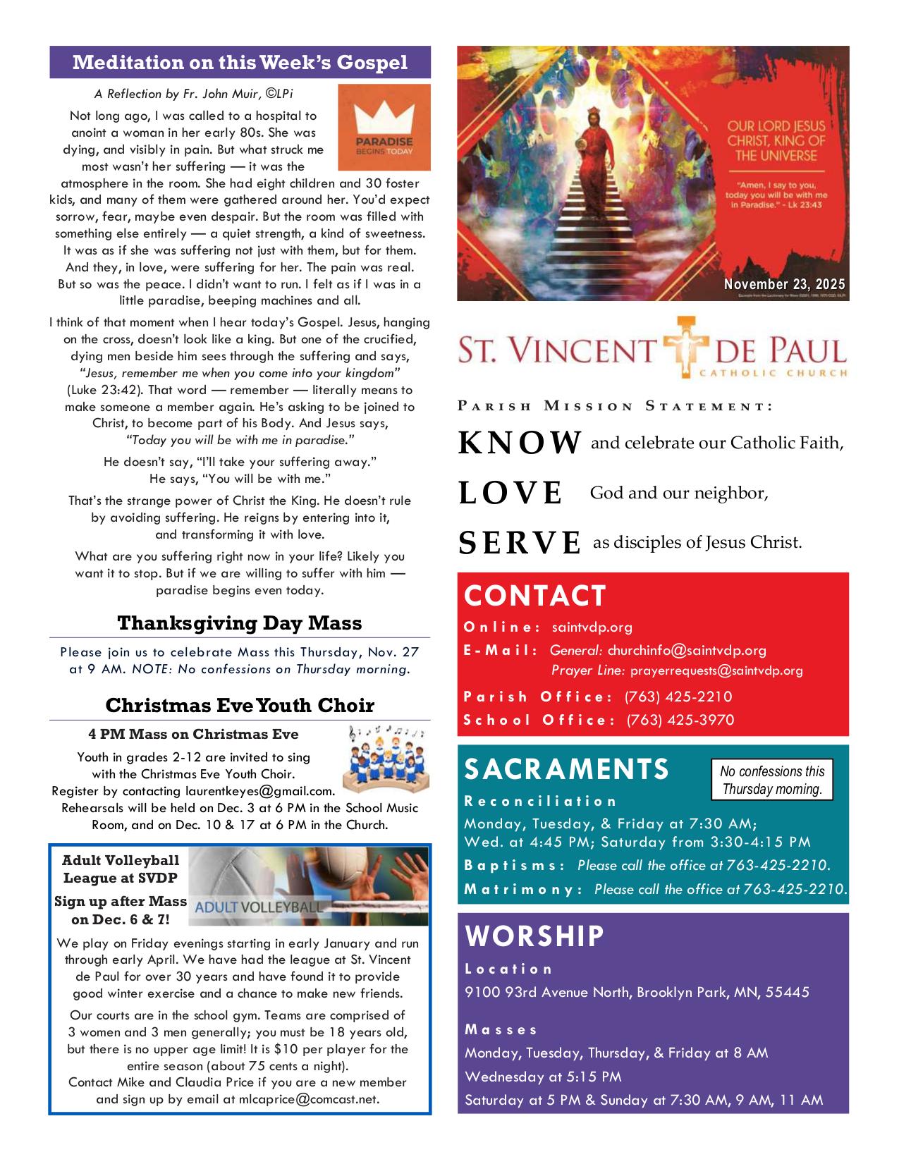 november 23, 2025 Bulletin