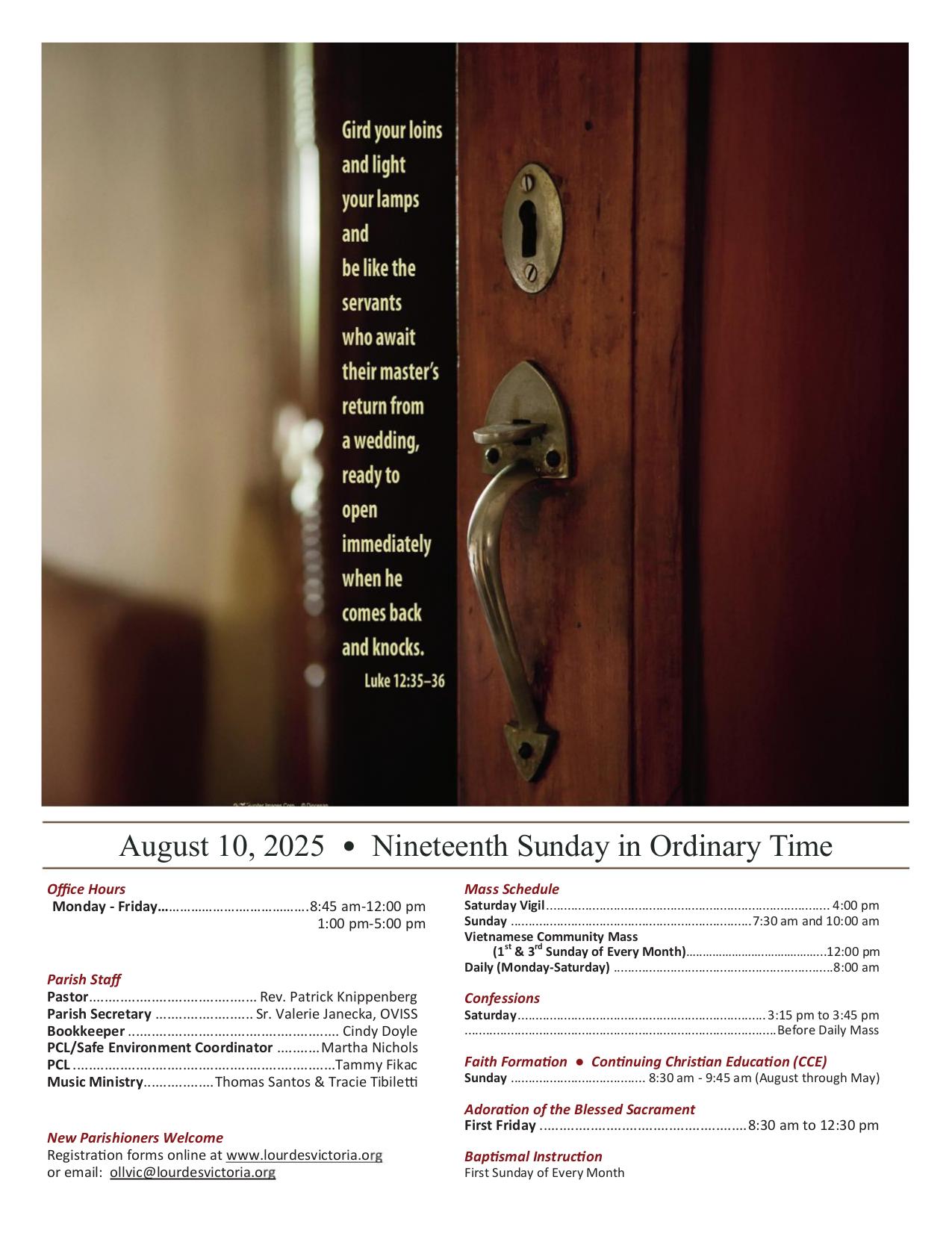 august 10, 2025 Bulletin