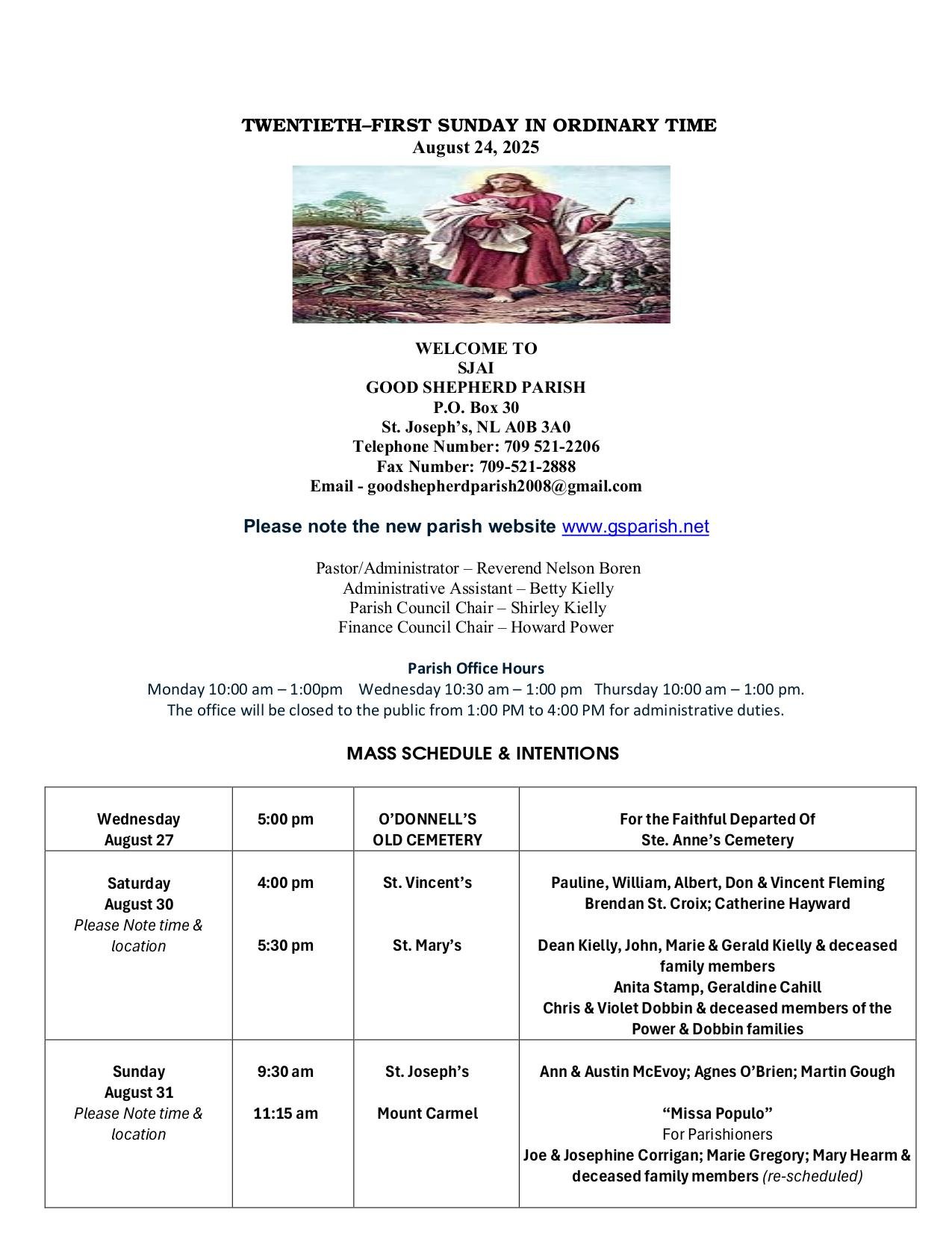 august 24, 2025 Bulletin