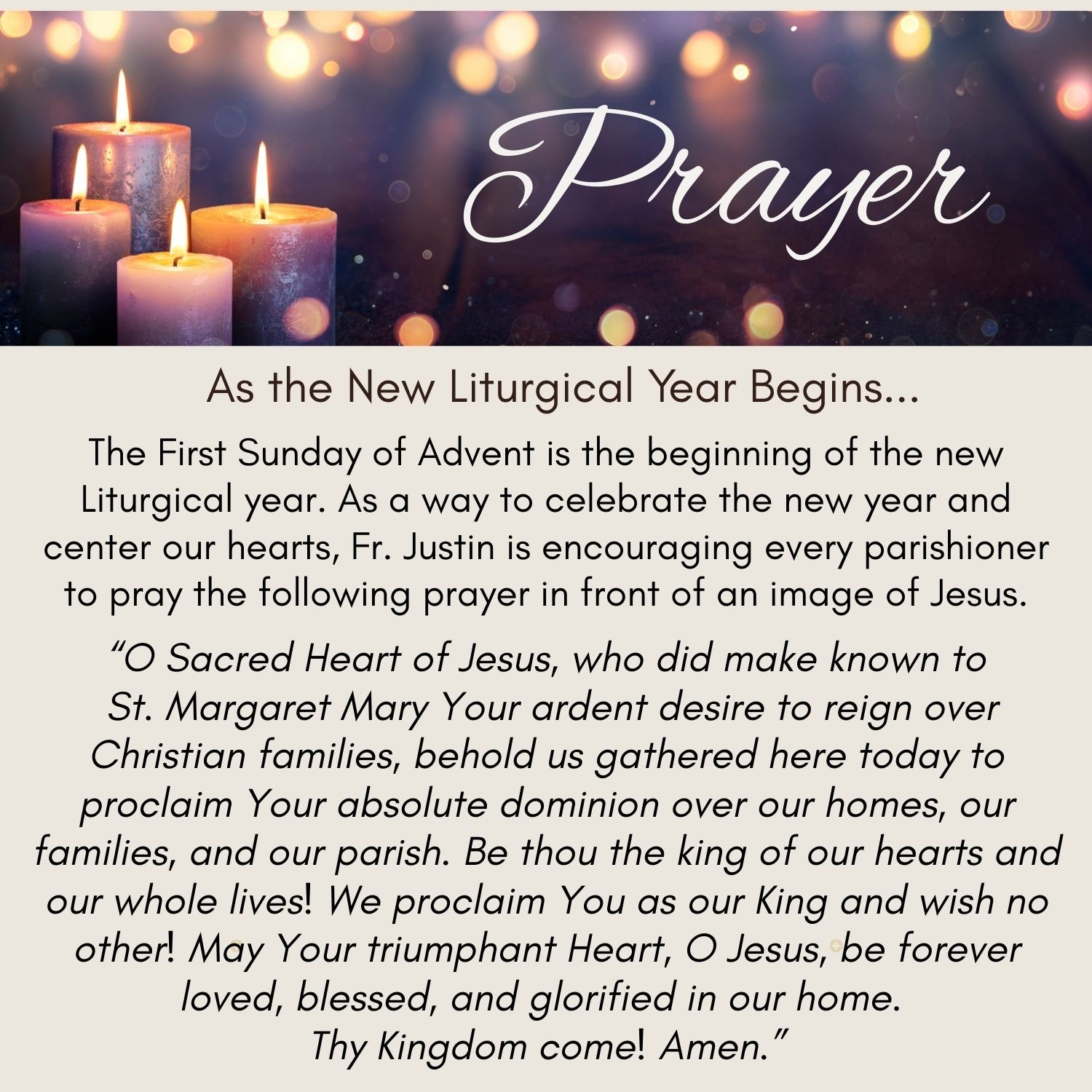 New Liturgical year prayer
