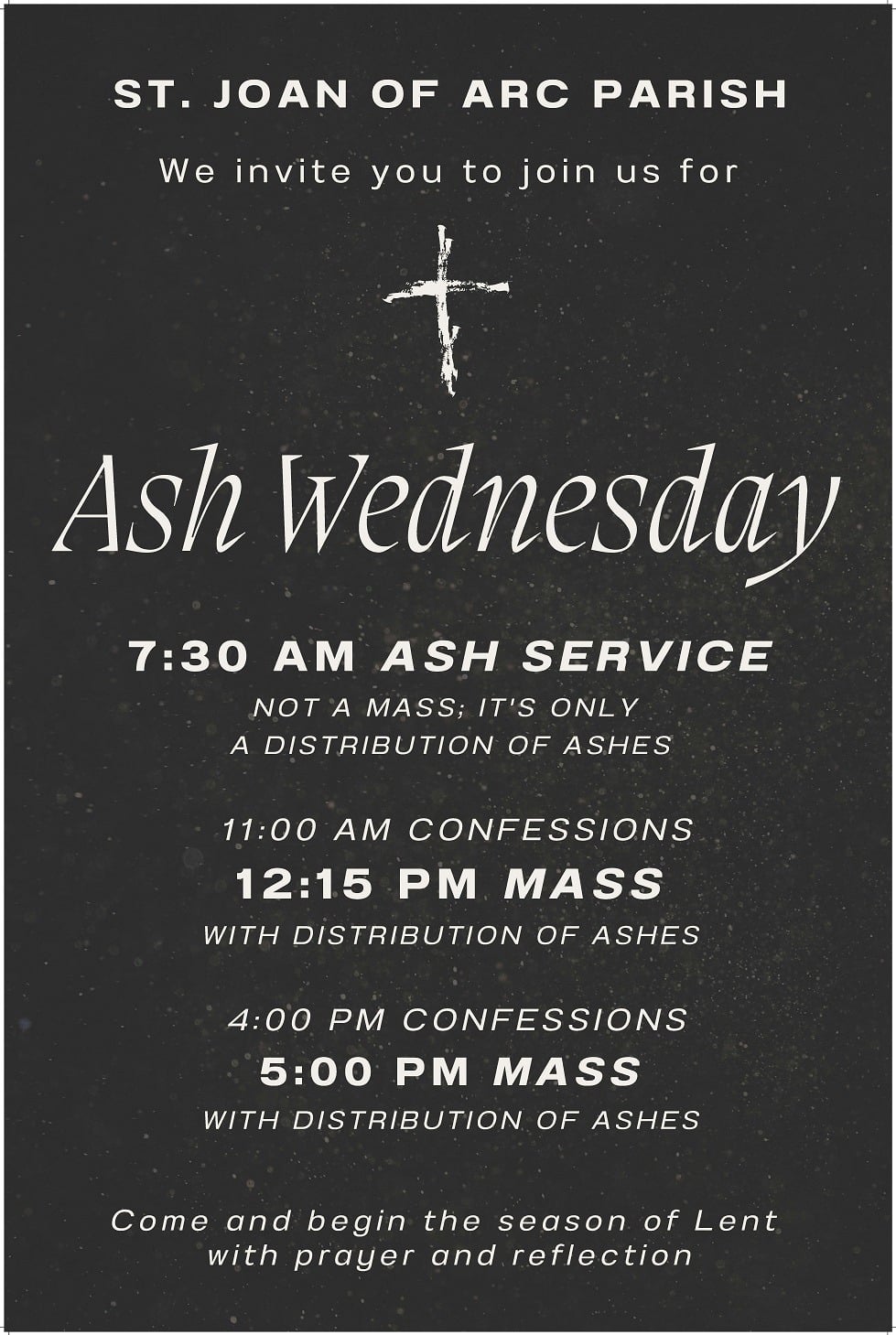 Ash Wed. Schedule