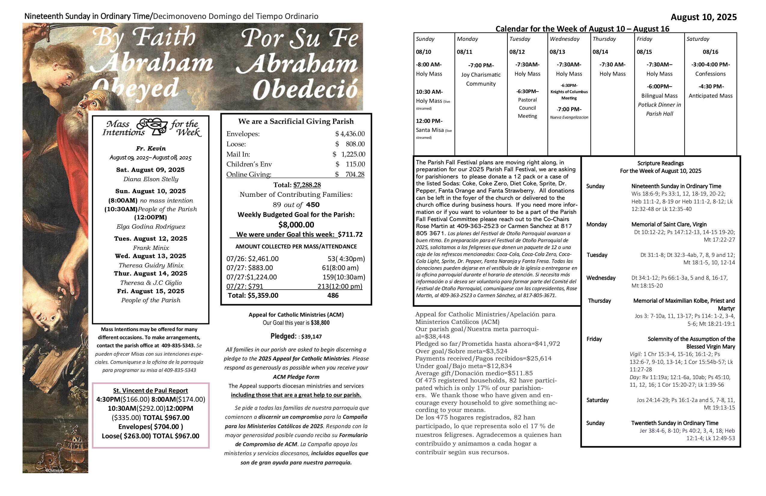 august 10, 2025 Bulletin