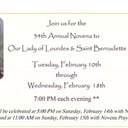 34TH ANNUAL NOVENA TO OUR LADY OF LOURDES & SAINT BERNADETTE