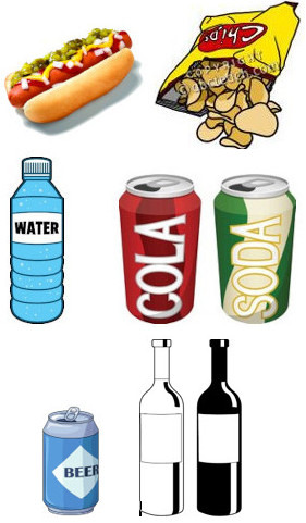 hd n chips n water n soda n beer n wine