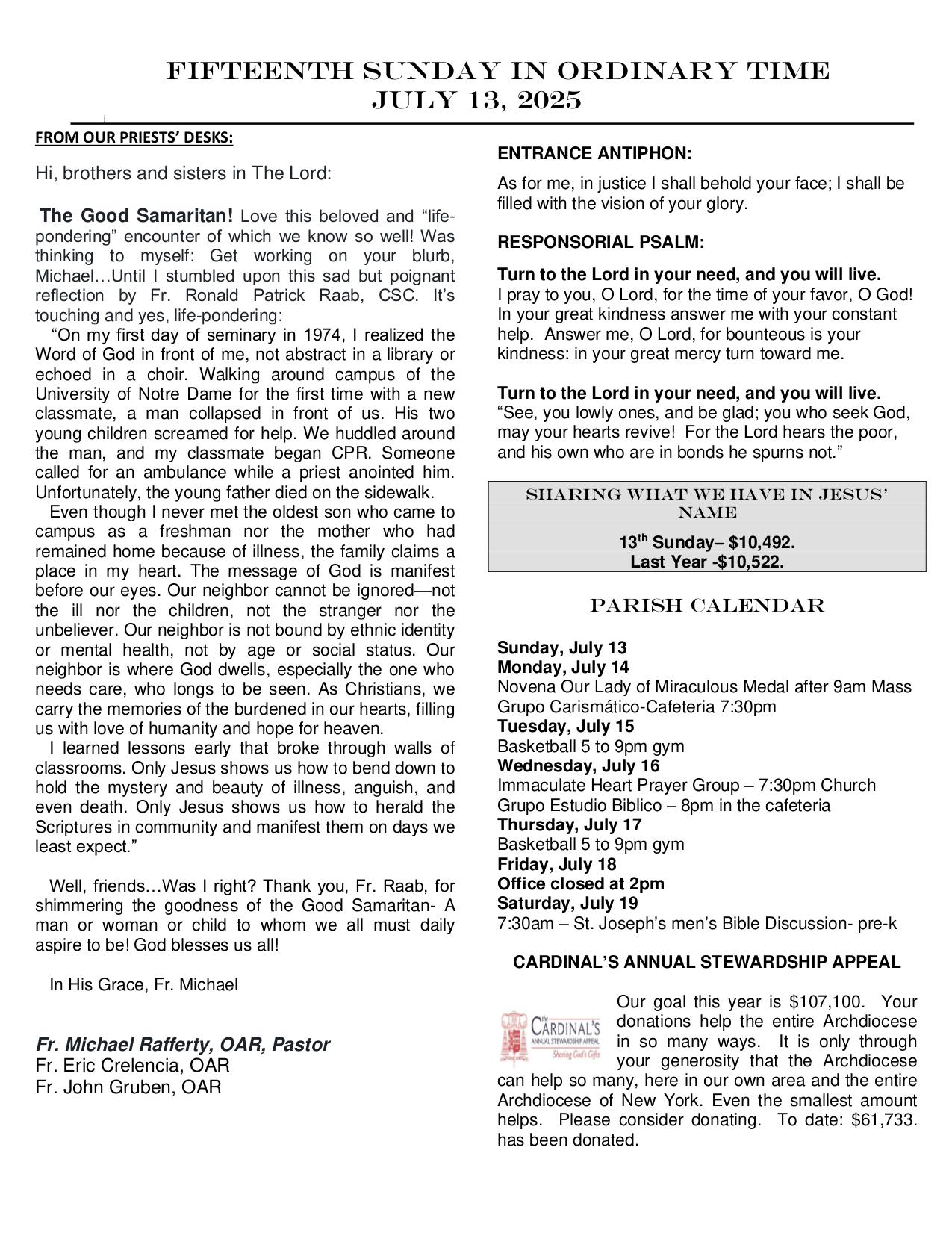 july 13, 2025 Bulletin