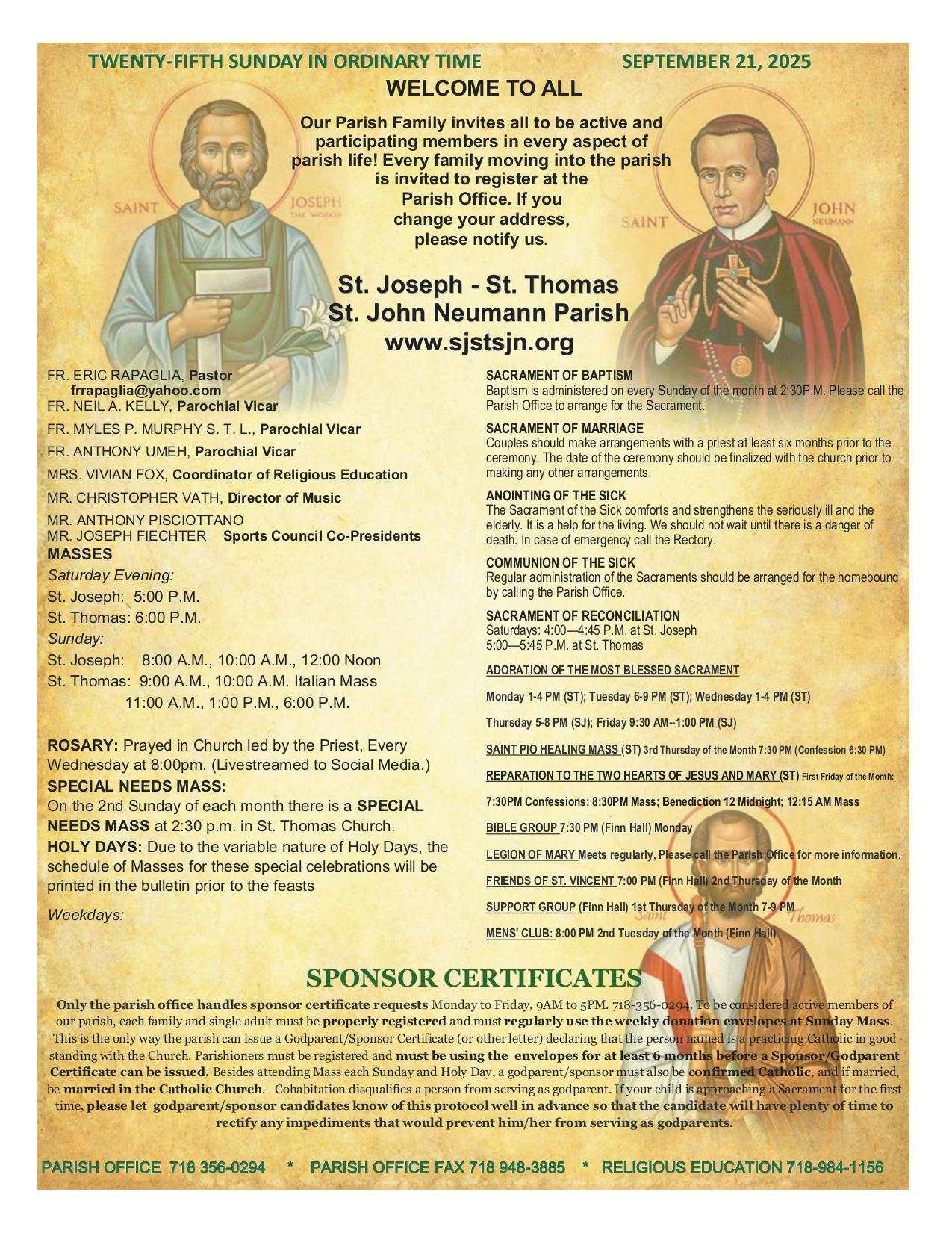 september 21, 2025 Bulletin