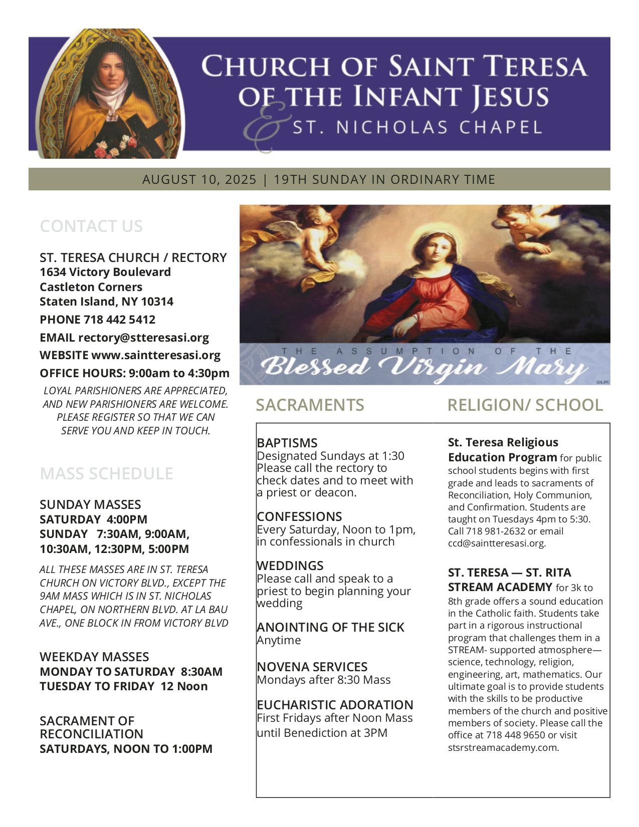 august 10, 2025 Bulletin