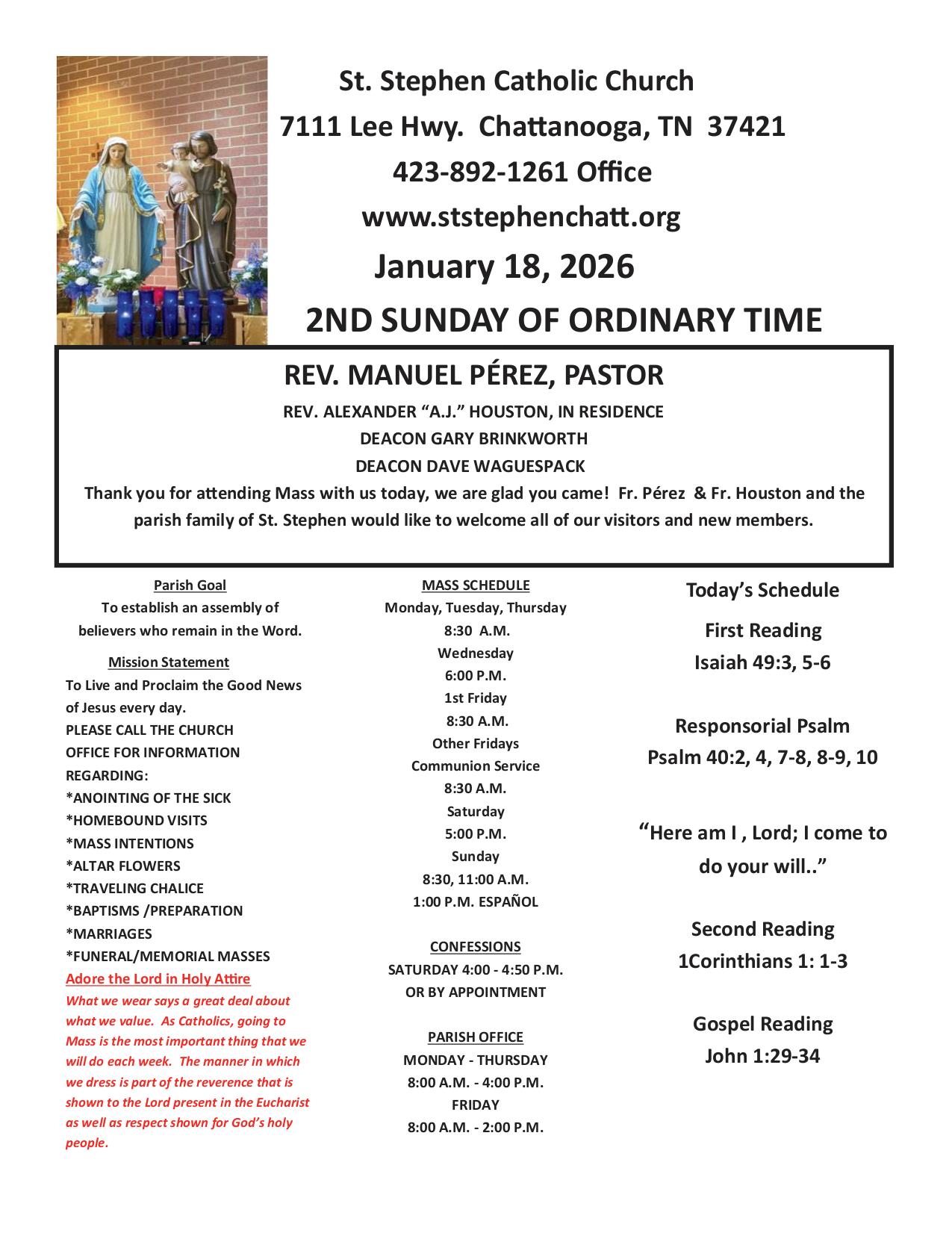 january 18, 2026 Bulletin