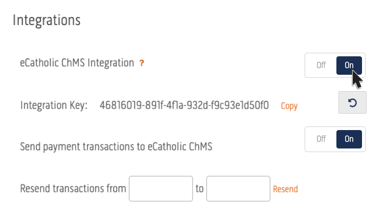 Turn on the ChMS and Website integration