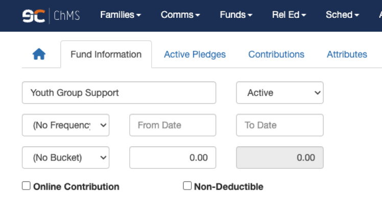 Adding a new fund in your Fund Raising module