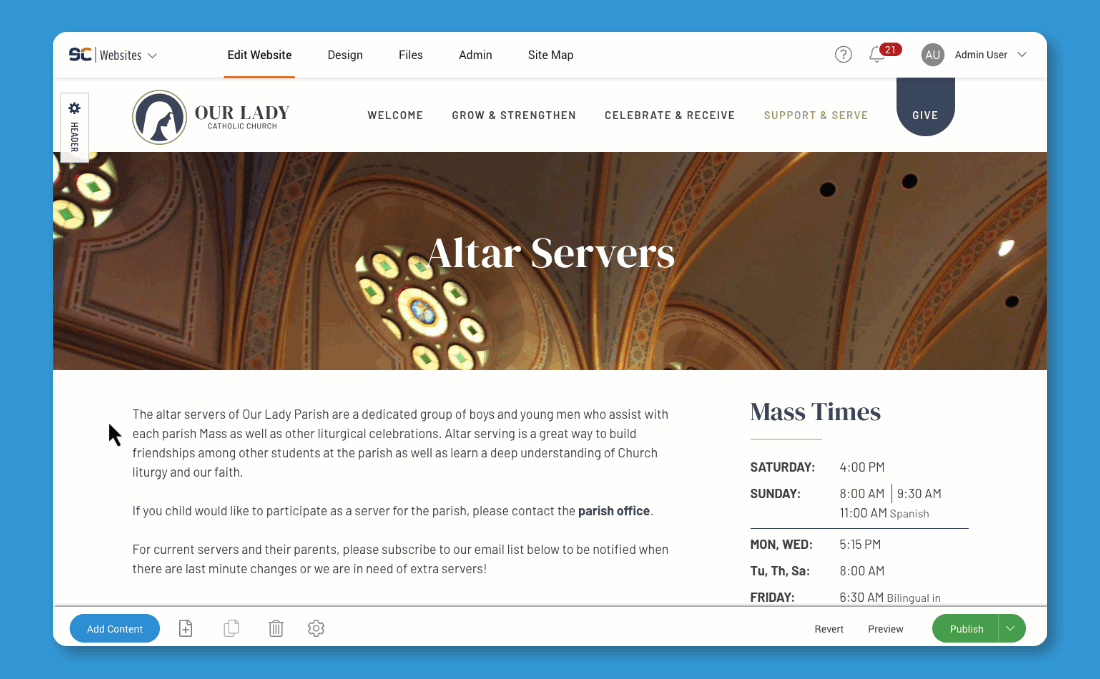 Use the Connect module to add groups on your eCatholic-powered website.