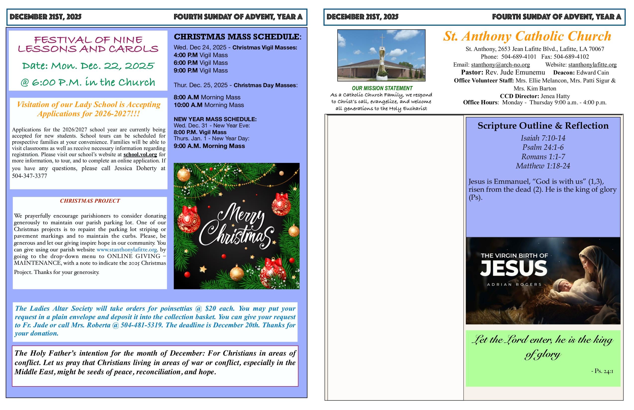 december 21, 2025 Bulletin