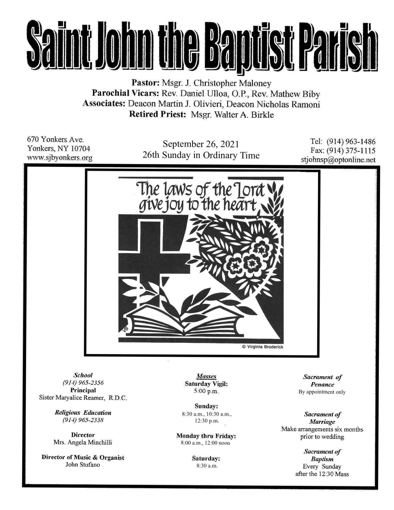 september 26, 2021 Bulletin