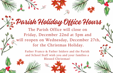 Parish Office Christmas Holiday Hours